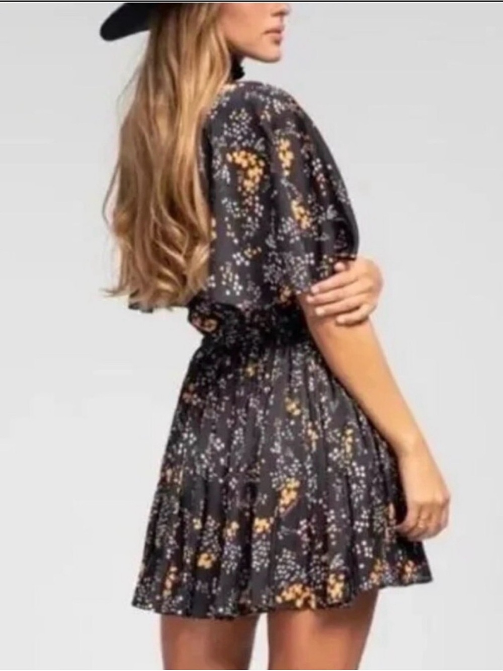 Zadig & Voltaire Black Mini Dress with Yellow Floral Print